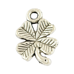 Античное Серебро Тибетском стиле сплава клевера прелести, без кадмия, без никеля и без свинца, античное серебро, 15.5x10x2 мм, Отверстие : 1.5 мм , около 1950 шт / 1000 г