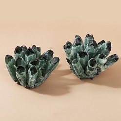 Темно-Зеленый Украшения из натуральных кристаллов друз из кварца, кластер необработанного кварца, самородки, темно-зеленый, 100 мм