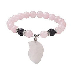 Розовый Кварц Натуральный розовый кварц бисером браслеты простирания, Браслеты-подвески из грубого необработанного камня для женщин, внутренний диаметр: 2-1/4 дюйм (5.8 см)