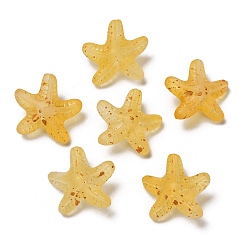 Золотистый Непрозрачные акриловые бусины, морская звезда, с золотой порошок, золотые, 18x19x9 мм, отверстие : 1.6 мм, Около 375 шт / 500 г