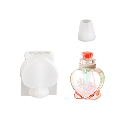 Сердце Силиконовые формы для бутылок желаний своими руками, зыбучие формы, формы для литья смолы, для уф-смолы, изготовление изделий из эпоксидной смолы, белые, сердце, 52x42x23 мм, внутренний диаметр: 25x11 мм