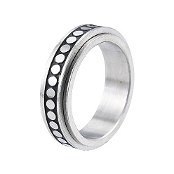 Stainless Steel Color Non-Tarnish 201 Stainless Steel Moon Phase Rotating Finger Ring, Calming Worry Meditation Fidget Spinner Ring for Women, Stainless Steel Color, Inner Diameter: 17mm