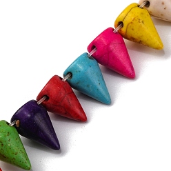 (52) Непрозрачная лаванда Синтетических нитей бирюзовые бусы, окрашенные, конус, Топ пробуренной, разноцветные, 15x9~10 мм, отверстие : 1 мм, Около 625 шт / 1000 г