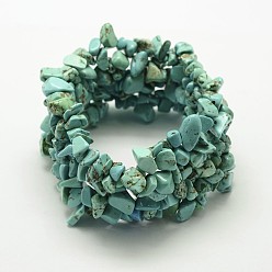 Turquoise Chip Synthetic Turquoise Beads Stretch Bracelets, Turquoise, 50mm(2 inch)