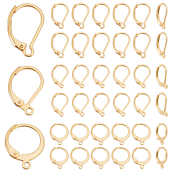 Настоящее золото 24K Ahademaker 90pc 3 стиль 304 фурнитура для сережек с застежкой-рычагом из нержавеющей стали, с петлей, реальный 24 k позолоченный, 14.5~16.5x10~12x1.5~2 мм, отверстие : 1.2~1.5 мм