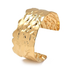 Настоящее золото 14K Ионное покрытие (IP) 304 браслеты-манжеты из нержавеющей стали для женщин, текстура, реальный 14 k позолоченный, внутренний диаметр: 2-3/8 дюйм (6.1 см)