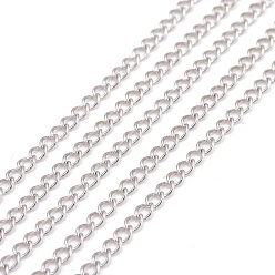Platinum Brass Twisted Chains, Curb Chains, Soldered, Platinum, 2.7x2x0.4mm