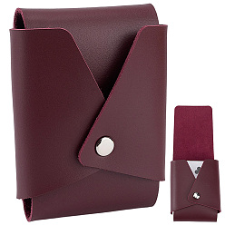 Dark Red Rectangle PU Leather Pocket Sleeve, Dark Red, 110x76x33mm