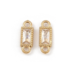 Настоящее золото 14K 304 подвески-соединители из нержавеющей стали с прозрачным кубическим цирконием, реальный 14 k позолоченный, 9.5x3.5x2 мм, отверстие : 1.2 мм