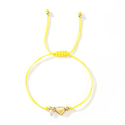 Желтый Богемный стиль цветной искусственный жемчуг сердце медная бусина женский браслет ювелирные изделия