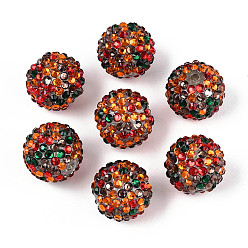 Разноцветный Рождественские темы смоляные стразы круглые бусины, с акрилом внутри, бусины из жевательной резинки для ручек с бусинами, брелки, ювелирные изделия и ремесла, красочный, 20 мм, отверстие : 2.8 мм