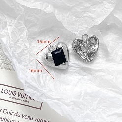 Сердце Платинового сплава подвески, чёрные, сердце, 16x16 мм