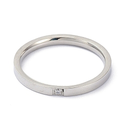 Нержавеющая Сталь Цвет Кольцо на палец со стразами для девочек и женщин, 304 кольцо из нержавеющей стали, цвет нержавеющей стали, размер США 8 (18.1 мм)