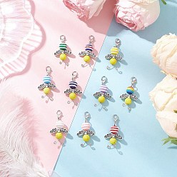 (52) Непрозрачная лаванда Подвесные украшения из пчелиной смолы и синтетической бирюзы, с цинковым сплавом застежками омаров коготь, разноцветные, 42.5 мм