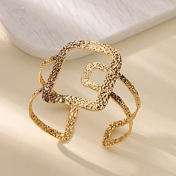 Rectangle 304 из нержавеющей стали манжеты браслеты, широкие браслеты для женщин, золотые, прямоугольные, 1-7/8 дюйм (4.75 см), внутренний диаметр: 2-1/2x2-1/8 дюйм (6.3x5.25 см)