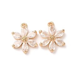 Прозрачный Латунные микро проложить кубического циркония подвески, , реальный 18 k позолоченный, прозрачные, 15.5x12x4 мм, отверстие : 1.2 мм