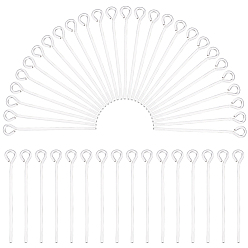 Посеребрённый 100шт. латунные штифты с ушком, 925 серебро покрытием, 21 датчик, 25x0.7 мм