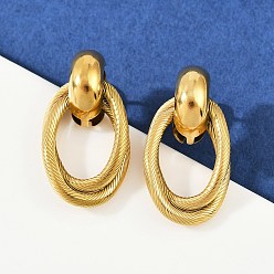 Золотой 304 овальные серьги-гвоздики из нержавеющей стали с подвесками, золотые, 29.5x16 мм