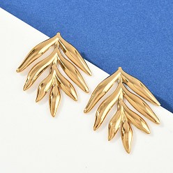 Золотой 304 из нержавеющей стали серьги, ионное покрытие (ip), лист, золотые, 39x33 мм