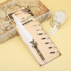 Белый Перо, смоченное пером, каллиграфия, тушь, перо, с головкой из сплава, белые, 255x40x12 мм