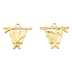 Настоящее золото 18K Ионное покрытие (ip) 201 подвески из нержавеющей стали, летучая мышь, реальный 18 k позолоченный, 23x25x2.5 мм, отверстие : 2.5 мм