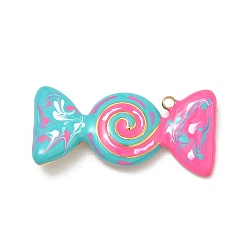 Темно-бирюзовый 304 подвески из нержавеющей стали, с эмалью, конфеты прелести, вакуумное покрытие pvd, реальный 18 k позолоченный, темные бирюзовый, 14.5x30x3 мм, отверстие : 1.5 мм