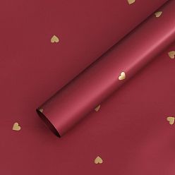 Dark Red 20 Sheet Heart Pattern Valentine's Day Gift Wrapping Paper, Square, Folded Flower Bouquet Wrapping Paper Decoration, Dark Red, 580x580mm