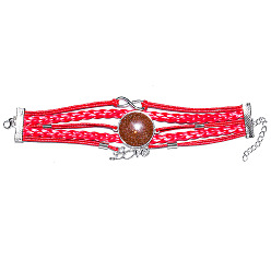 Камень с Пылевым Золотом Искусственная кожа шнур многожильных браслеты, браслеты из синтетического золотого камня для мужчин и женщин, 9-1/8 дюйм (23 см)