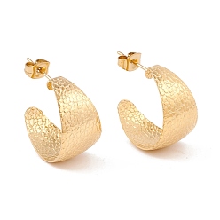 Золотой Ионное покрытие (ip) 304 массивные серьги-гвоздики в форме буквы «С» из нержавеющей стали, полукруглые серьги для женщин, золотые, 21x12 мм, штифты : 0.7 мм