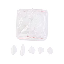Snow Glass Charms, Flower & Heart & Petal & Leaf, Snow, 15~25x12~18.5x2~4.5mm, Hole: 0.8~1.2mm, 50pcs/box