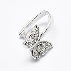 Платина Антикоррозийное покрытие родием 925 подвеска из стерлингового серебра с микропаве из кубических цирконий, ледоруб и щепотку поручительств, бабочка, платина, 12x8x7 мм, внутренний: 4x7.5 mm, штифты : 1 мм