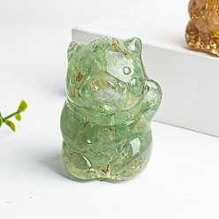 Зеленый Авантюрин Украшения из смолы для счастливой свиньи, Натуральные зеленые чипсы из авантюрина внутри для украшения рабочего стола в автомобиле и домашнем офисе, 60x40x45 мм