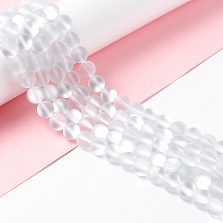 Прозрачный Синтетические лунные лучи, матовые, круглые, прозрачные, 8 мм, отверстие : 1 мм, около 43~47 шт / нитка, 14.37''~15.08'' (36.5~38.3 см)