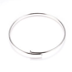 Couleur Acier Inoxydable Fabrication de bracelets réglables en acier inoxydable anti-ternissement, base de bracelet vide, couleur inox, 304 pouce (2-1/2 cm), 6.5mm, Plateau: 1.5 mm