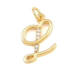Letter L Brass Micro Pave Clear Cubic Zirconia Pendants, Letter Charms, Cadmium Free & Lead Free, Real 18K Gold Plated, Letter L, 18x12x2mm, Hole: 5mm