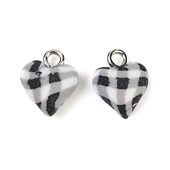 Светло-серый Подвески из полимерной глины ручной работы, сердце, с платиновыми тоновыми железными петлями, светло-серый, 13x10x6 мм, отверстие : 2 мм