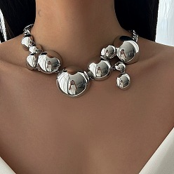 Платина Ожерелья из сплава с плоским круглым плетением для женщин, платина, 18.11 дюйм (46 см)