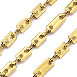 Настоящее золото 18K Ионное покрытие (ip) 304 прямоугольные цепи из нержавеющей стали, несварные, с катушкой, полированный, реальный 18 k позолоченный, 12x5x1.5 мм