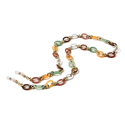 Colorful Eyeglasses Chains, Acrylic Oval Link Chains Neck Strap Mask Lanyard, with 201 Stainless Steel Lobster Claw Clasps and Rubber Loop Ends, Colorful, 780mm