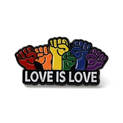 Palm Эмалевые значки месяца гордости, булавки для лацканов из сплава для одежды рюкзака, чёрные, пальмовая ветвь со словом «любовь есть любовь», 16x30.5 мм