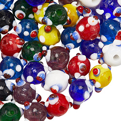 Разноцветный 1 нитка бусины ручной работы в виде тыквенных пятен, круглые, красочный, 8.5x10.5x7 мм, отверстие : 1.8 мм, около 40 шт / нитка, 10.63 инк (27 см)