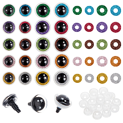 (52) Непрозрачная лаванда 60 наборы 30 стили пластиковые поделки глаза, безопасные глаза, со шкалой и проставкой, разноцветные, 15.5~20.5x15.5~21.5 мм, 2 сумки / стиль