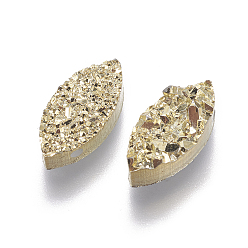 Gold Imitation Druzy Gemstone Resin Beads, Horse Eye, Gold, 15.3x7x3.5~4.5mm, Hole: 1.2mm