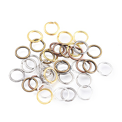 Couleur Mélangete Fer Anneaux ouverte, ronde, couleur mixte, 6x0.7mm, Jauge 21, diamètre intérieur: 5 mm, 500g