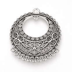 Antik Silber Farbe Tibetischen Stil Legierung Kronleuchter Komponenten Links, cadmiumfrei und bleifrei, Flachrund, Antik Silber Farbe, 38.5x33.5x3.5 mm, Bohrung: 1~2.5 mm, ca. 175 Stk. / 1000 g