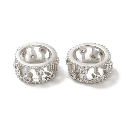 Платина Стойки обшивки латунь кубического циркония бусы, долговечный, без свинца и без кадмия, Полая колонна, платина, 10.5x5 мм, отверстие : 7 мм