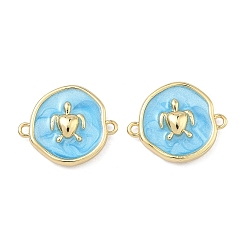 Tortoise Подвески-коннекторы из латуни с эмалью в морском стиле, без свинца и без кадмия, долговечный, стойки покрытие, реальный 18 k позолоченный, голубой, черепаха, 13.5x16x3.5 мм, отверстие : 1.2 мм