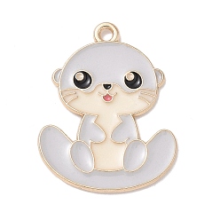 Светлый Стально-синий Подвески из эмали и сплава, бобровый шарм, золотой свет, светло-стальной синий, 28x21.5x1 мм, отверстие : 1.8 мм