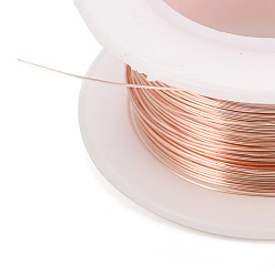 Rose Gold Round Copper Jewelry Wire, Lead Free & Cadmium Free & Nickel Free, Long-Lasting Plated, with Spool, Rose Gold, 22 Gauge, 0.6mm, about 19.68 Feet(6m)/roll