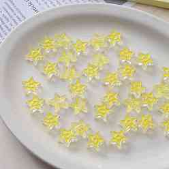 Желтый Акриловые эмалевые бусины, звезды с улыбающимся лицом, желтые, 19.9x20.9x8 мм, отверстие : 3.5 мм